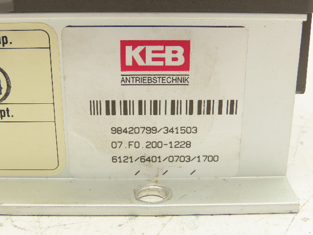 KEB 07.F0.200-1228 200-240VAC 1 PH Input 4.5A 750W Output Frequency Inverter