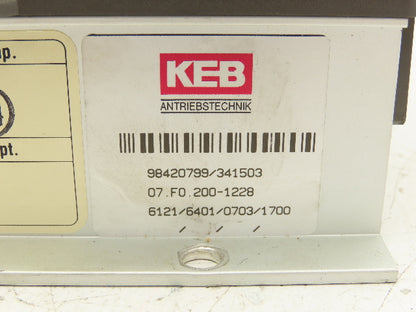 KEB 07.F0.200-1228 200-240VAC 1 PH Input 4.5A 750W Output Frequency Inverter