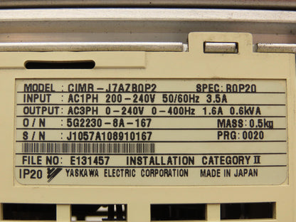 Omron VS Mini J7 Variable Frequency Drive 1PH Input 3PH 0-240V 0-400Hz 1.6A Out