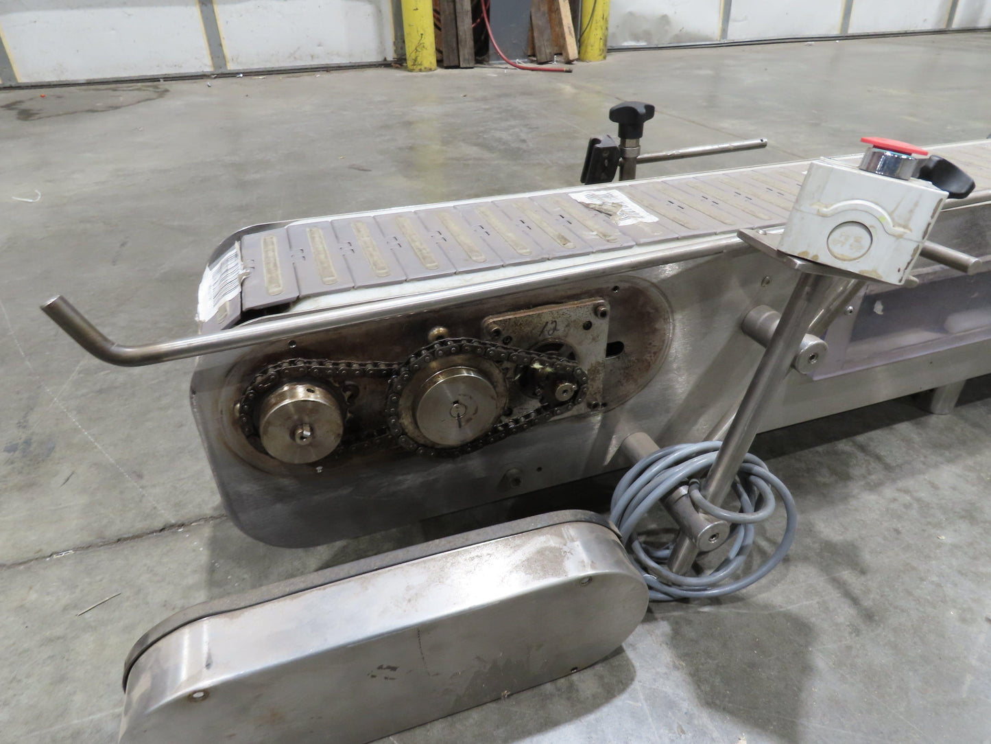 6"x 9' 10" Tabletop Belt Stainless Bottle Conveyor End Drive DC Stepper Motor