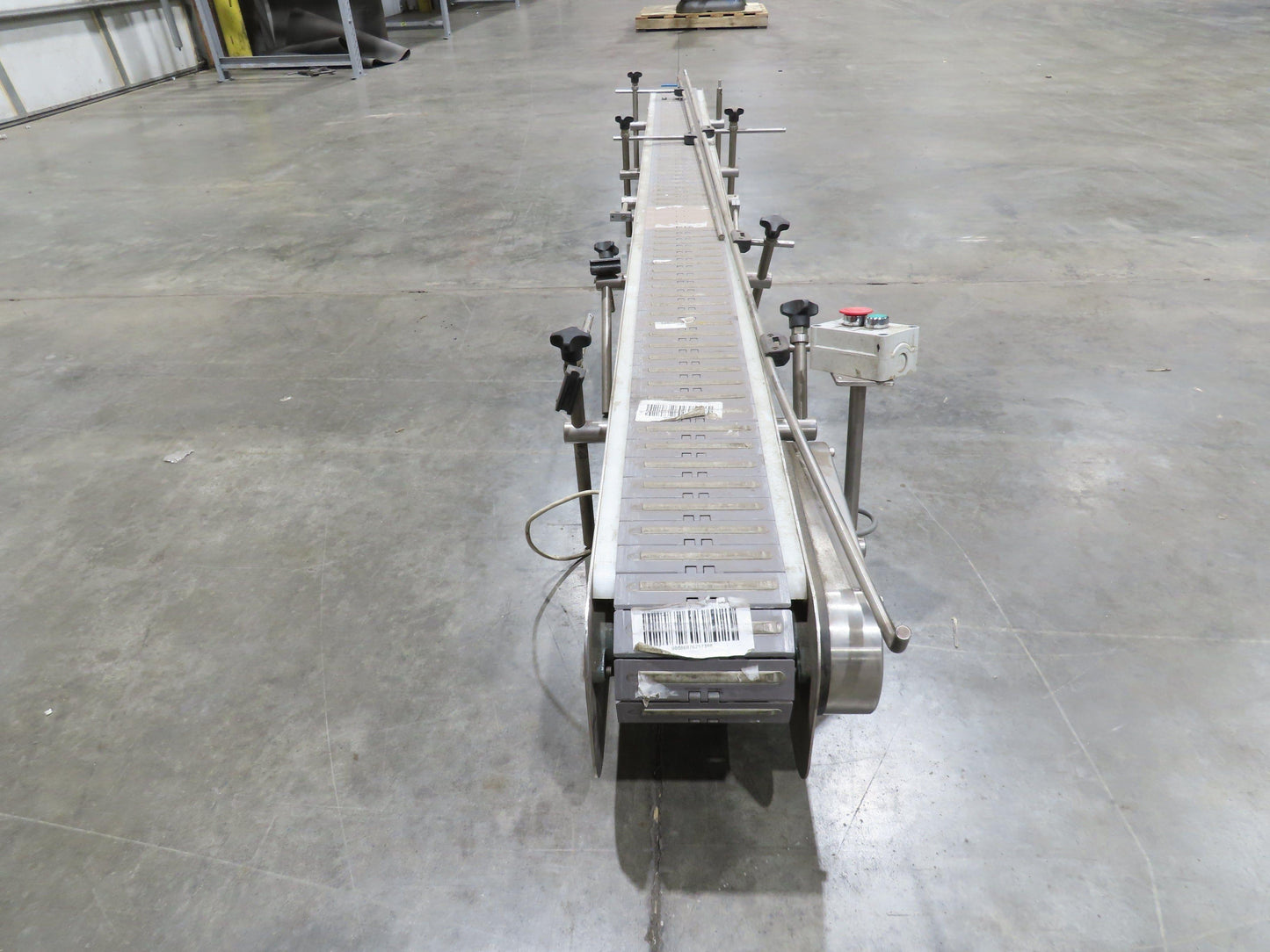 6"x 9' 10" Tabletop Belt Stainless Bottle Conveyor End Drive DC Stepper Motor
