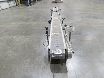 6"x 9' 10" Tabletop Belt Stainless Bottle Conveyor End Drive DC Stepper Motor