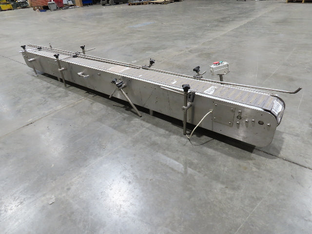 6"x 9' 10" Tabletop Belt Stainless Bottle Conveyor End Drive DC Stepper Motor