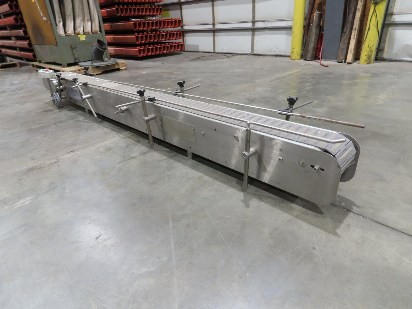 6"x 9' 10" Tabletop Belt Stainless Bottle Conveyor End Drive DC Stepper Motor
