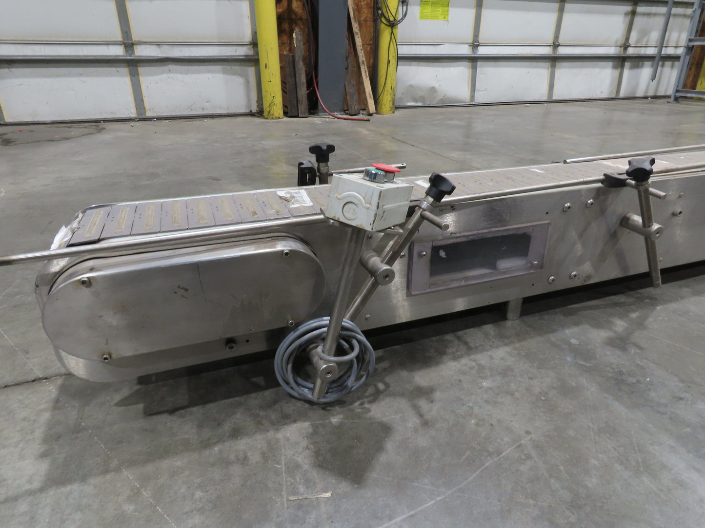 6"x 9' 10" Tabletop Belt Stainless Bottle Conveyor End Drive DC Stepper Motor