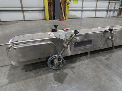 6"x 9' 10" Tabletop Belt Stainless Bottle Conveyor End Drive DC Stepper Motor