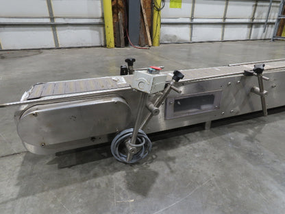 6"x 9' 10" Tabletop Belt Stainless Bottle Conveyor End Drive DC Stepper Motor