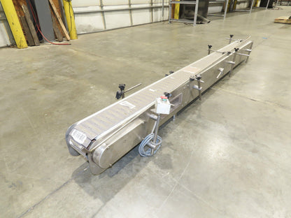 6"x 9' 10" Tabletop Belt Stainless Bottle Conveyor End Drive DC Stepper Motor
