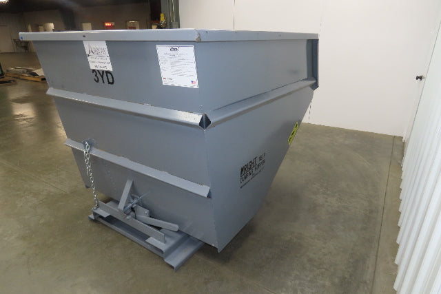 Wright 30055-GRY 3 YD Self Dumping Hopper 4000lbs Trash Recycling 10 Gauge Bin