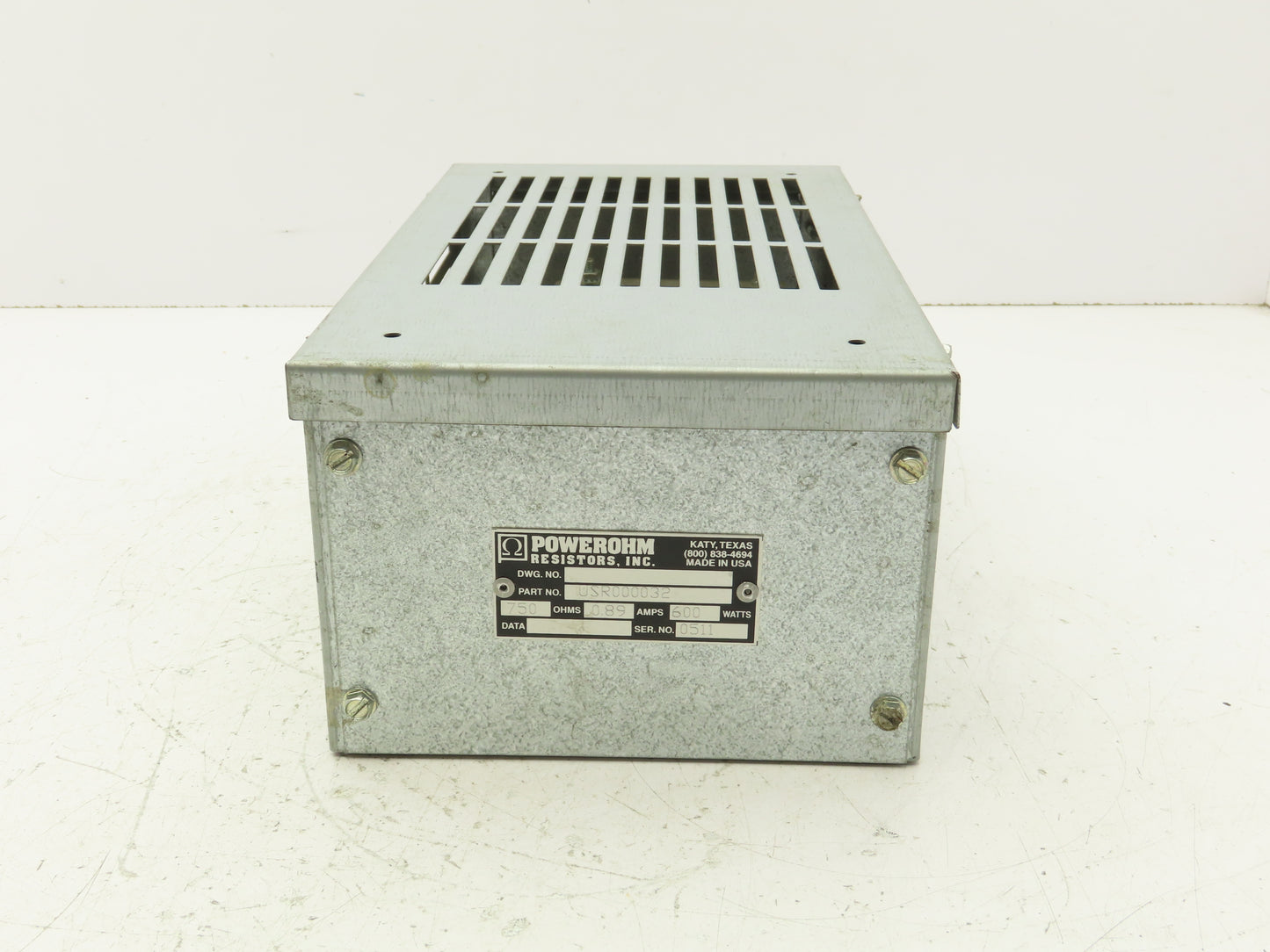 Powerohm USR000032 Braking Resistor 600 Watt 750 Ohms Steel Enclosure
