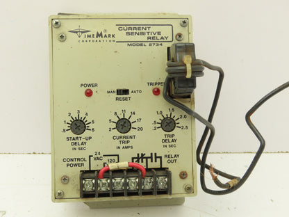 TimeMark 2734 Current Sensitive Relay See Pictures 2-20A 0.2-2.5 Sec Trip Delay