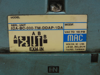 Mac 82A-BC-000-TM-DDAP-1DA Pneumatic Solenoid Valve Assembly 24VDC 25-150 PSI