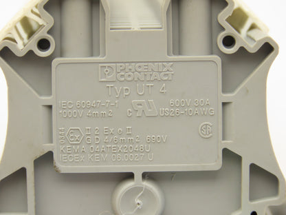 Phoenix Contact UT4 Terminal Block DIN Rail 600V 26-10AWG Lot of 153