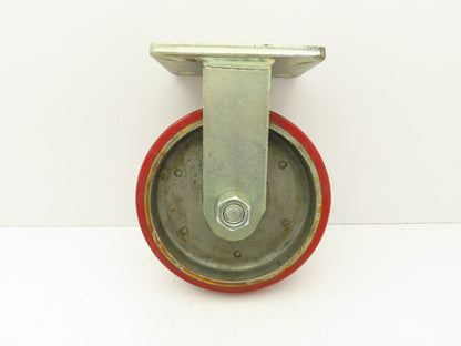 10"x 3" Red Polyurethane Aluminum Caster Wheel on Rigid Steel Plate