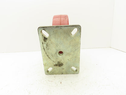 10"x 3" Red Polyurethane Aluminum Caster Wheel on Rigid Steel Plate