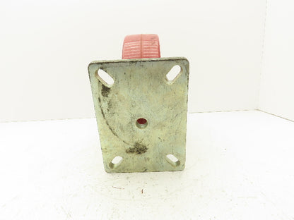 10"x 3" Red Polyurethane Aluminum Caster Wheel on Rigid Steel Plate