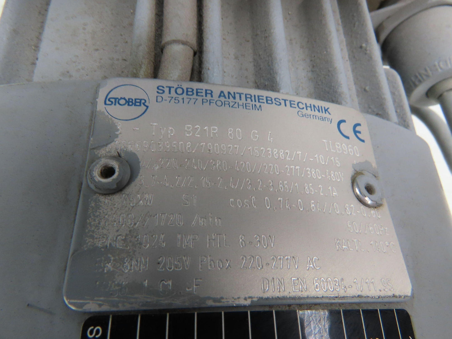 Stober B21R 80 G4 Inline Gear Motor w/Brake 1Hp 480V 273rpm 6.3:1 Encoder ERN430