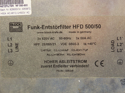 SEW Eurodrive NF 050-503 Netzfilter Filter 3x520VAC 50A