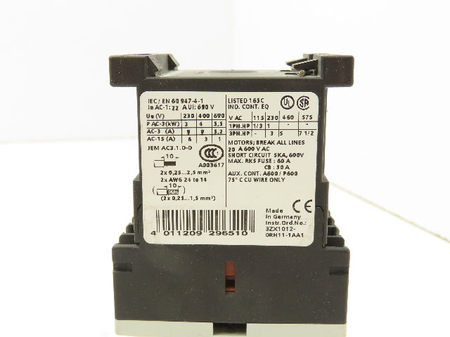 Siemens 3RT1016-2BB42 Contactor 24VDC Coil 9A 400VAC 4kW 3Pole Lot Of 6