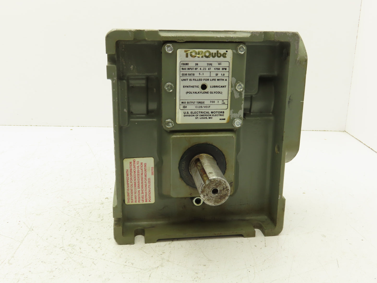 US Motors Torqube QC Gearbox 5:1 Reducer 350 RPM 4.2Hp LH 56C 700 In-Lbs