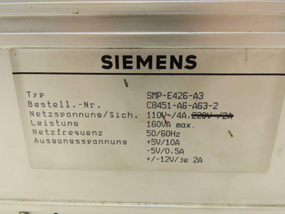 Siemens SMP-E426-A3 12V Power Supply Module 160VA 110V Input