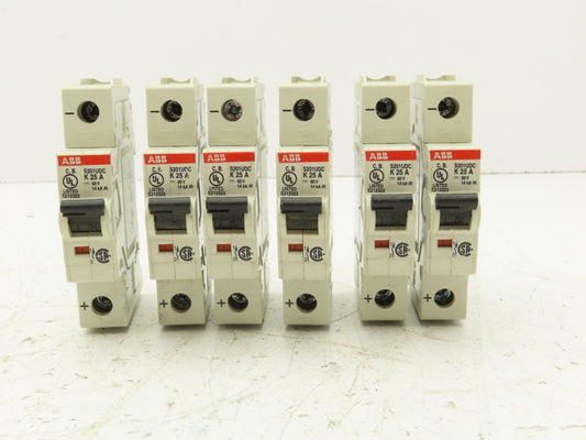 ABB S201UDC-K25A Single Pole Circuit Breaker 25A DIN Mountable Lot of 6