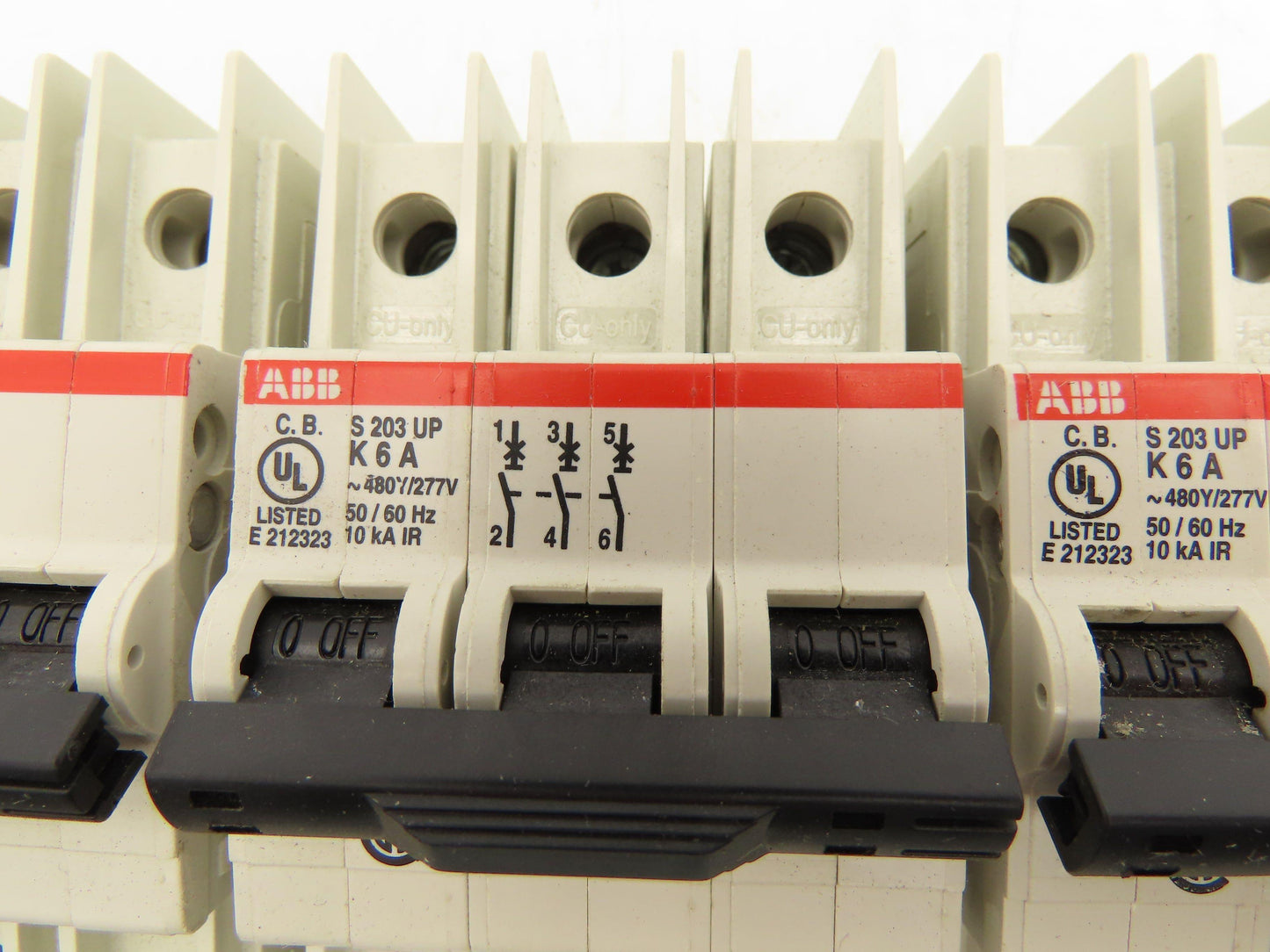 ABB S203UP-K6A 3-Pole Circuit Breaker 20A 480VAC 18-4AWG DIN Mountable Lot of 5