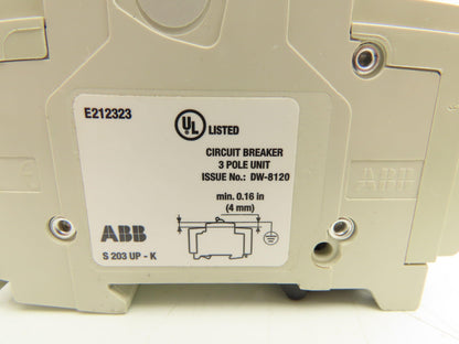 ABB S203UP-K6A 3-Pole Circuit Breaker 20A 480VAC 18-4AWG DIN Mountable Lot of 5