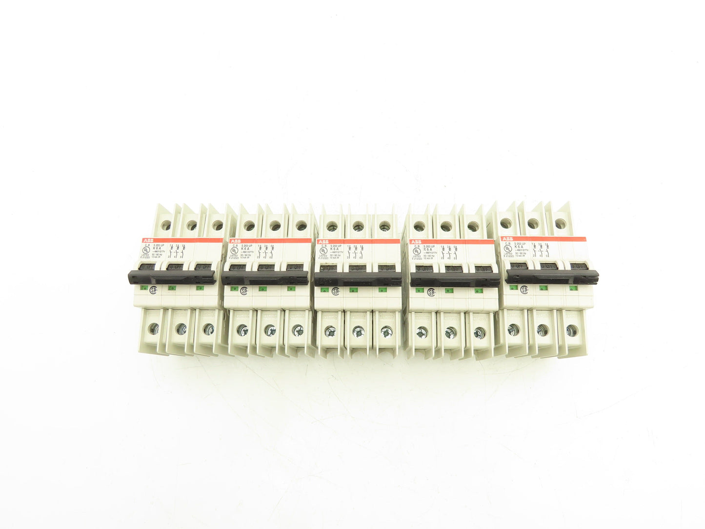 ABB S203UP-K6A 3-Pole Circuit Breaker 20A 480VAC 18-4AWG DIN Mountable Lot of 5