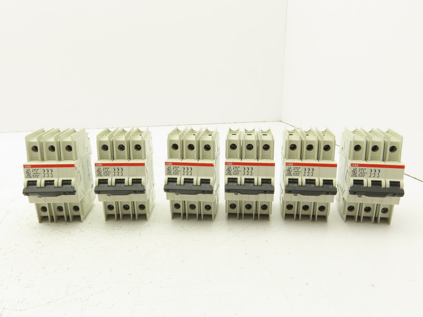 ABB S203UP-K1A 3-Pole Circuit Breaker 20A 480VAC 18-4AWG DIN Mountable Lot of 6