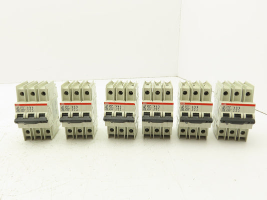 ABB S203UP-K1A 3-Pole Circuit Breaker 20A 480VAC 18-4AWG DIN Mountable Lot of 6