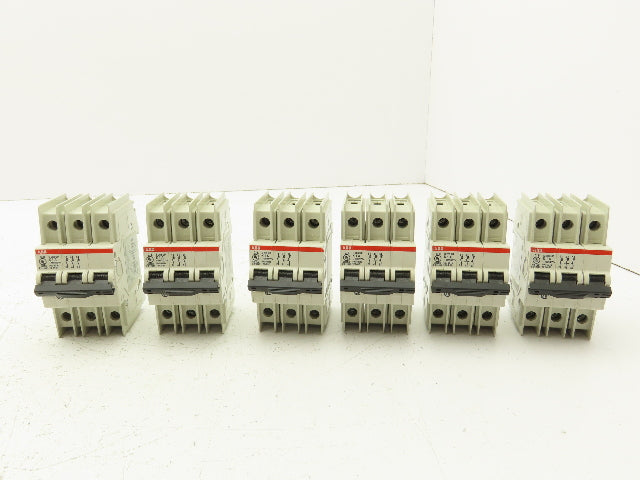 ABB S203UP-K1A 3-Pole Circuit Breaker 20A 480VAC 18-4AWG DIN Mountable Lot of 6