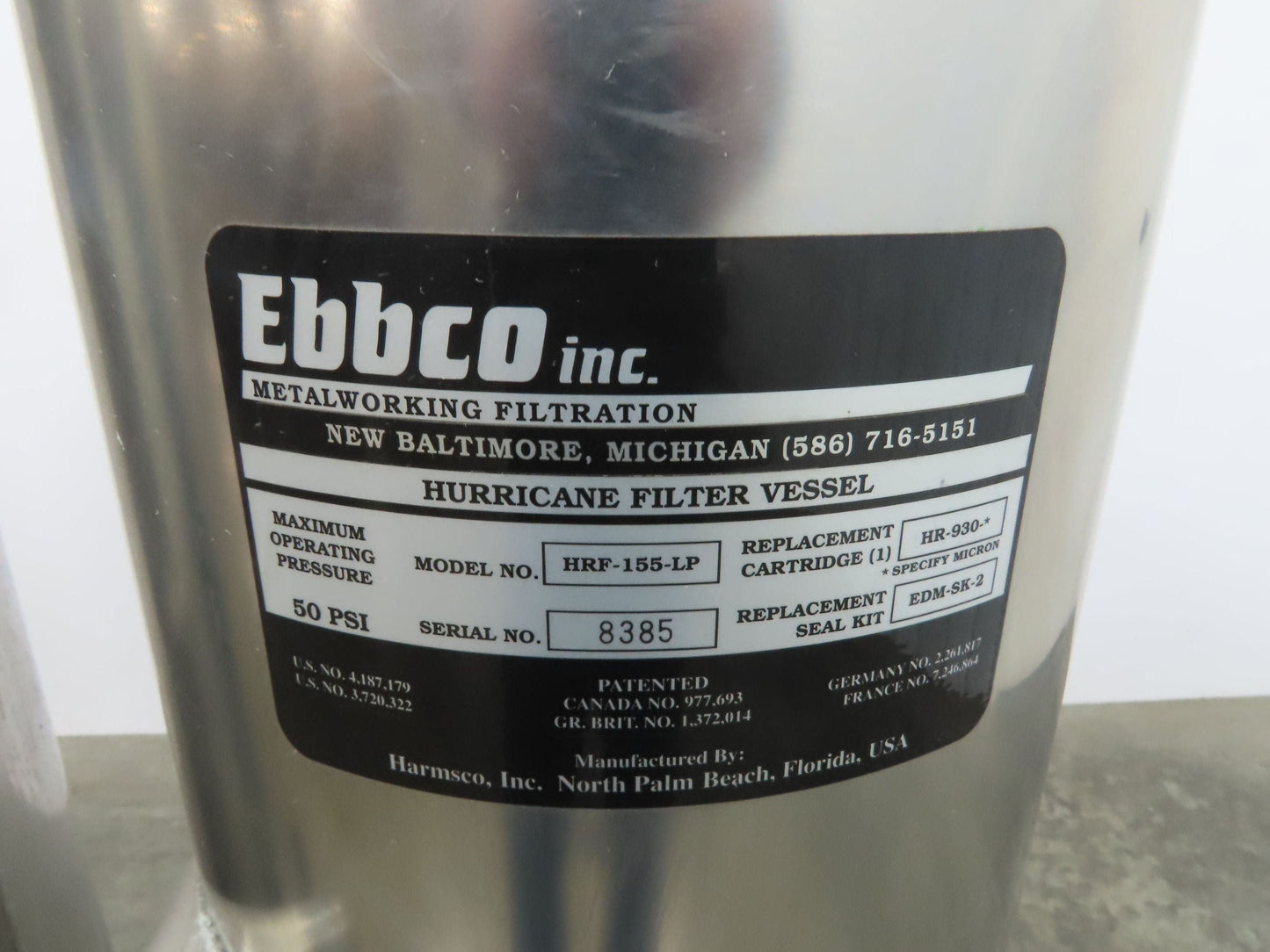 Ebbco HRF-155-LP Stainless Hurricane Filter Vessel 3-Filter Portable System