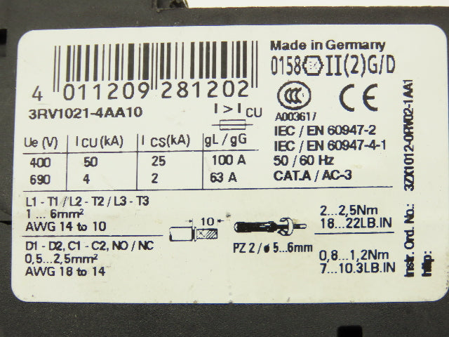 Siemens 3RV1021-4AA10 Circuit Breaker Motor Protector Lot of 4