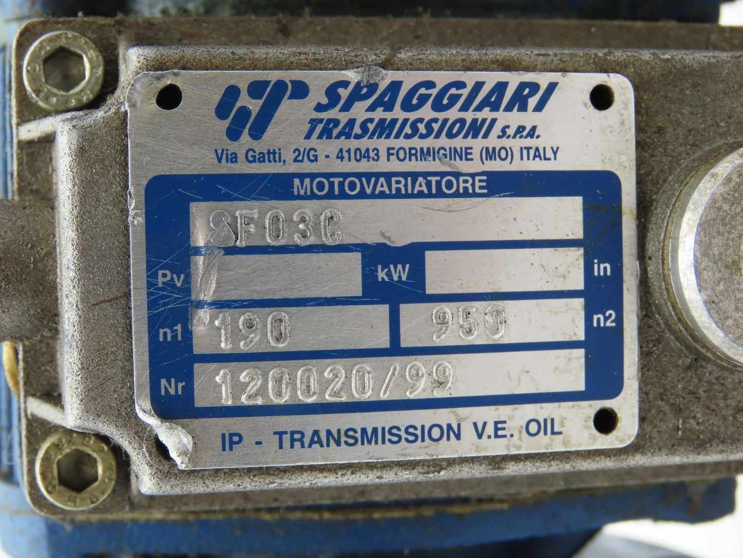 Cemp Bonfiglioli MVF 44/F Gearmotor 14:1 Hollow Shaft Spaggiari Variable Speed