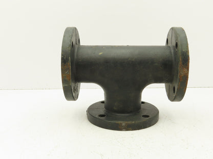 G 125A 3" Flanged Pipe Tee Black Cast Iron Fitting 4-Bolt
