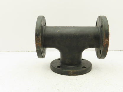 G 125A 3" Flanged Pipe Tee Black Cast Iron Fitting 4-Bolt