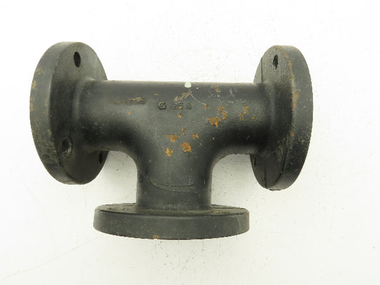 G 125A 3" Flanged Pipe Tee Black Cast Iron Fitting 4-Bolt