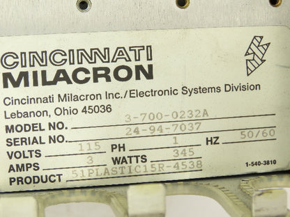 Cincinnati Milacron Chassis Case PSU Backplane 10-slot