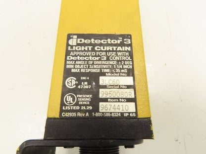 Data Instruments Detector 3 3LC60 Safety Light Curtain Transmitter & Receiver