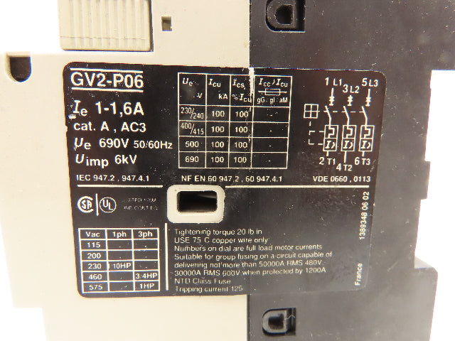 Telemecanique Motor Starter Circuit Breaker 690V 1HP 1.6A 3 PH Lot of 4