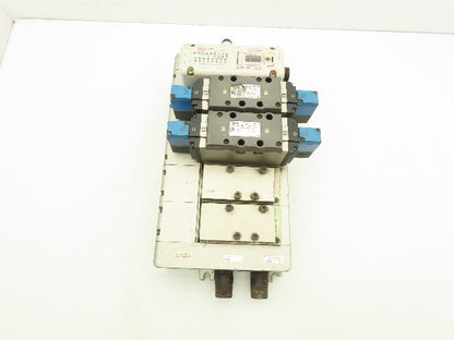 SMC VV825-04S-SUQW0 5-Station Pneumatic Manifold 4/2 Solenoid Valves 24V 1/2"npt