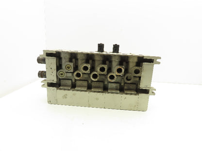 SMC VV825-04S-SUQW0 5-Station Pneumatic Manifold 4/2 Solenoid Valves 24V 1/2"npt