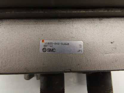 SMC VV825-04S-SUQW0 5-Station Pneumatic Manifold 4/2 Solenoid Valves 24V 1/2"npt