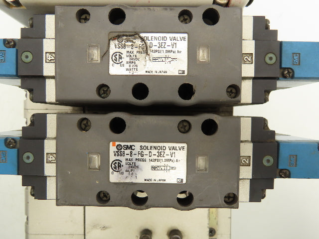 SMC VV825-04S-SUQW0 5-Station Pneumatic Manifold 4/2 Solenoid Valves 24V 1/2"npt