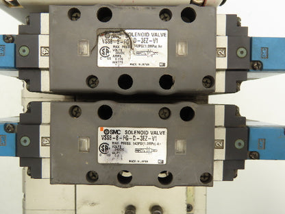 SMC VV825-04S-SUQW0 5-Station Pneumatic Manifold 4/2 Solenoid Valves 24V 1/2"npt