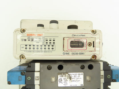 SMC VV825-04S-SUQW0 5-Station Pneumatic Manifold 4/2 Solenoid Valves 24V 1/2"npt