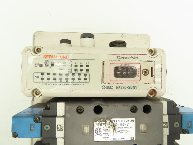 SMC VV825-04S-SUQW0 5-Station Pneumatic Manifold 4/2 Solenoid Valves 24V 1/2"npt