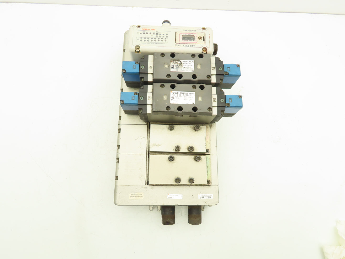 SMC VV825-04S-SUQW0 5-Station Pneumatic Manifold 4/2 Solenoid Valves 24V 1/2"npt