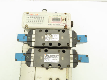 SMC VV825-04S-SUQW0 5-Station Pneumatic Manifold 4/2 Solenoid Valves 24V 1/2"npt